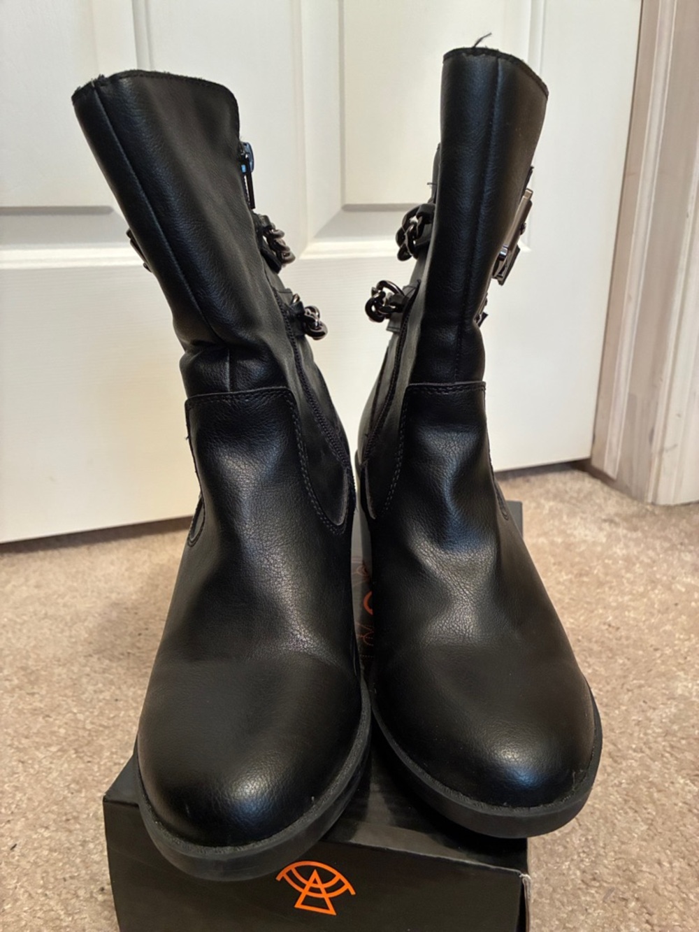 Fergalicious Black Lace-Up Ankle Boots with Buckle Accents